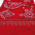 Hand-embroidered pashmina shawl, black and white motif on red, 200 x 70 cm