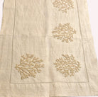Hand embroidered natural linen table runner, coral motif, 40 x 200 cm
