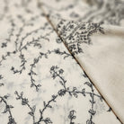 Hand-embroidered pashmina shawl, black floral on creamy white, 200 x 100 cm