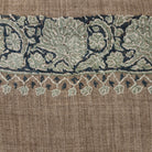 Pashmina with hand-embroidered border in grey and eau de nil, 70 x 200 cm