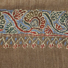 Pashmina with hand-embroidered border in taupe and lilac, 70 x 200 cm