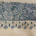 Pashmina with hand-embroidered border in white and blue, 70 x 200 cm