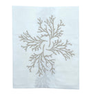 Branch-embroidered white cotton table runner