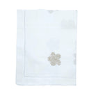 Hand-embroidered floral cotton table runner in natural, 40 x 200 cm