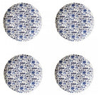 HK Toile 8 inch side plates in blue, fine bone china, set of four, Faux
