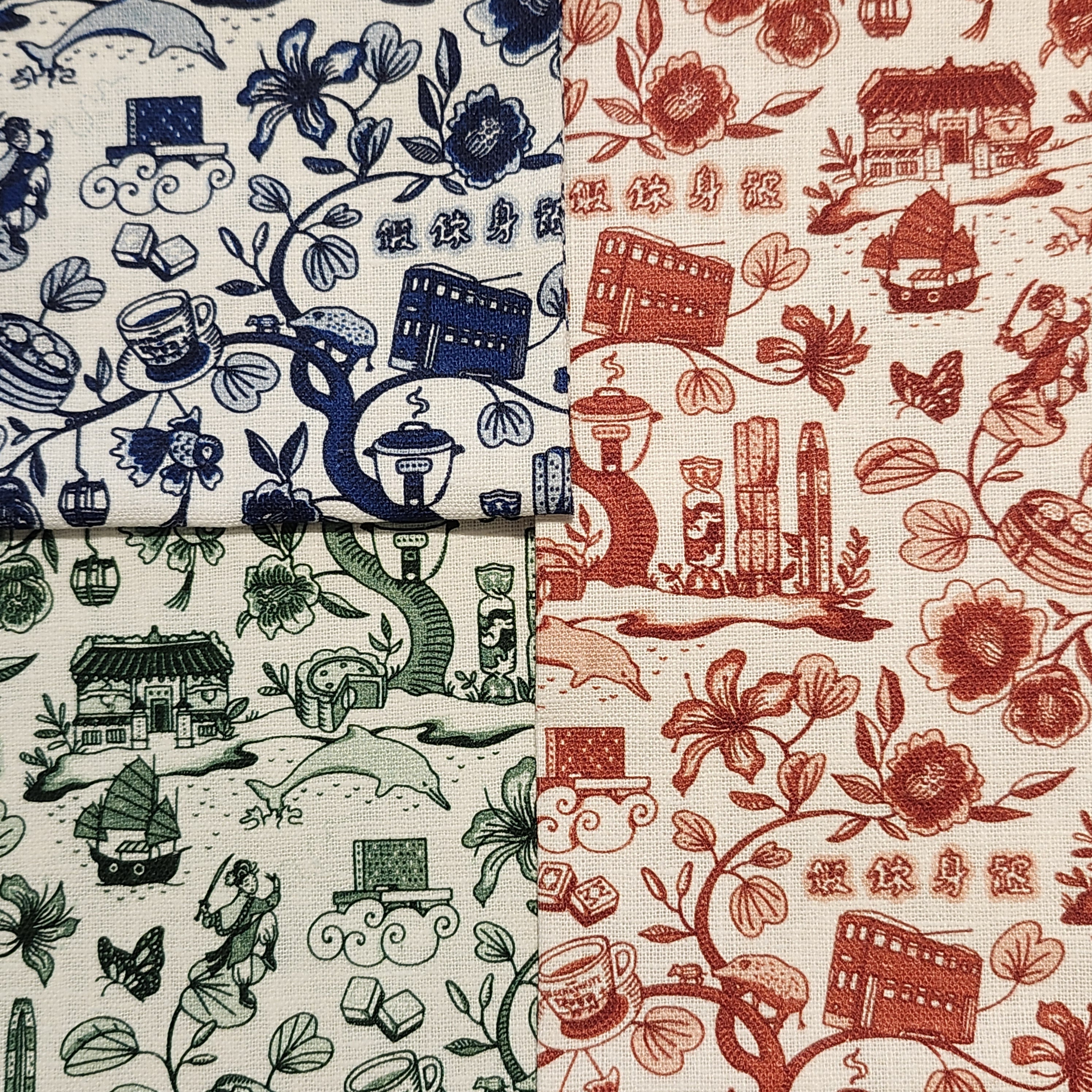 HK Toile fine linen tea towels, two prints, 50 x 78 cm, Faux