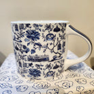 HK Toile mug in blue, fine bone china, 9 x 8 cm, Faux