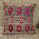 Handwoven O cushion, polka dot pattern in wool and silk, 45 x 45 cm