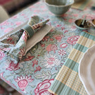 Hibiscus floral block-print cotton napkin, INSIDE