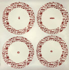 HK Toile Icon dinner plates in red, fine bone china, set of four, Faux, 26 cm