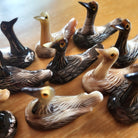Horn chopstick stands shaped like ducks, handcrafted