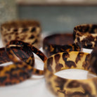 Buffalo horn bangle with leopard-like markings, natural horn