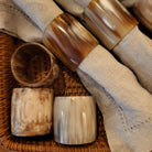 Handcrafted horn napkin rings, carved from naturally shed horn, set of six