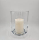 Medium round-base glass hurricane lamp, 15 cm diameter, 19 cm high