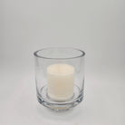Small round-base glass hurricane lamp, 10.5 cm diameter, 12.5 cm high