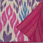 Reversible table runner in 3 sizes. Ikat on one side, woven stripes on the other