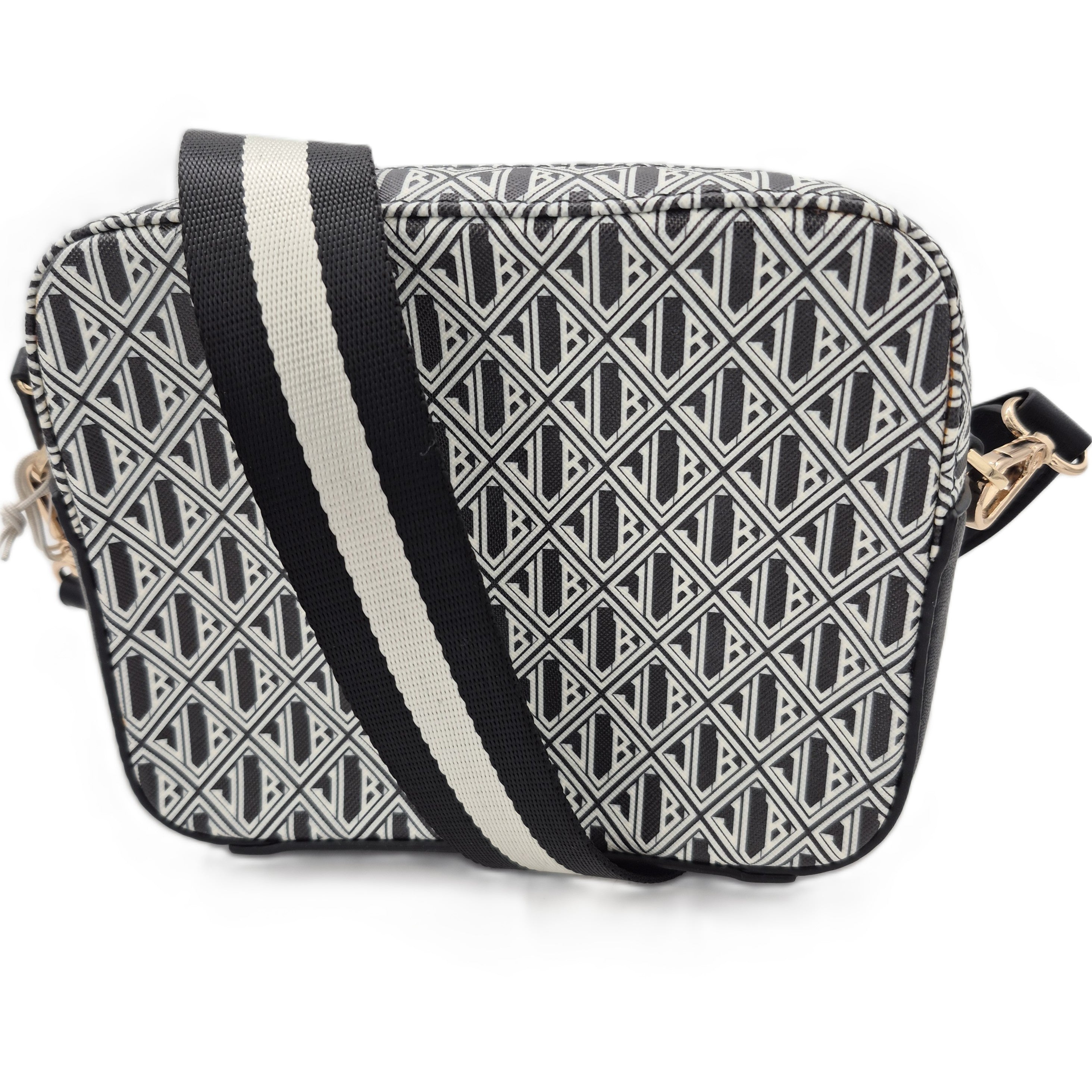 JLB Palermo shoulder bag, black and white stripes, 20 x 16 x 6 cm