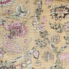 Floral kantha throw and bedspread, mustard, hand stitched cotton, 150 x 225 cm