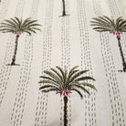 Palm print kantha throw and bedspread, cream ground, hand stitched cotton, 225 x 275 cm