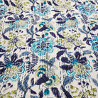 Turquoise floral kantha throw and bedspread, hand stitched cotton, 225 x 275 cm