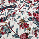 Peacock and birds kantha bedspread, cream, hand stitched cotton