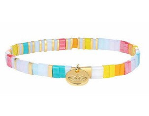 Ashley colourful Tila bead stretch bracelet, 17.5 cm