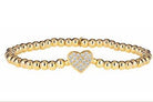 Blair gold-plated ball stretch bracelet with a sparkly heart charm, 17 cm