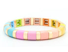Brandy gold and multi-coloured enamel beaded bracelet, 17 cm