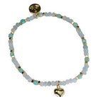 Briony amazonite stretch bracelet in mint with a heart charm, 17.5 cm