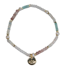 Isla colourful semi-precious beaded stretch bracelet with pearl detail, 17.5 cm