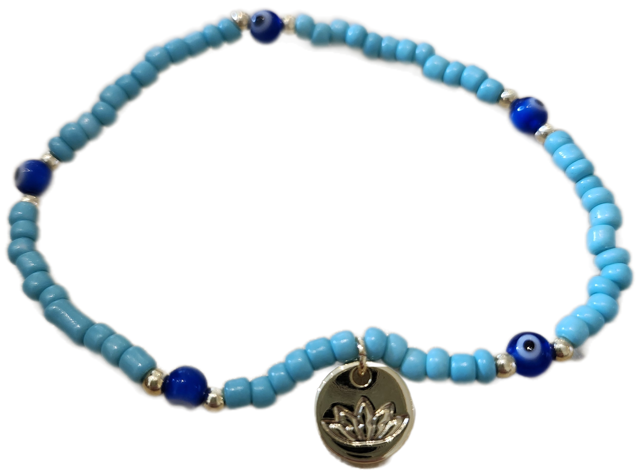 Misha Tila bead stretch bracelet in turquoise, 17.5 cm