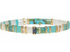 Molly Tila bead stretch bracelet in turquoise, 17.5 cm