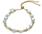 Priscilla gold-plated and glass pearl friendship bracelet, 16 cm plus extension