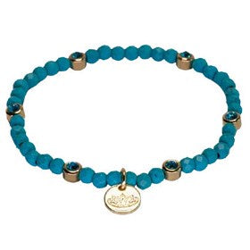 Quinn turquoise stretch bracelet with semi-precious stone charms, 17.5 cm