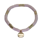 Seraphina gold-plated stretch bracelet with pink and gold Fimo beads, 17 cm