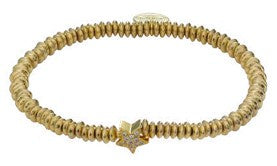Sybil gold-plated bead stretch bracelet with a crystal star charm, 17 cm