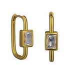 Cassidy gold-plated square huggie earrings with a diamond solitaire, 20 mm