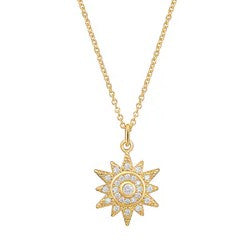 Chiara gold-plated sunburst charm necklace, 40 cm with 5 cm extension