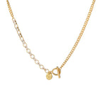 Jo gold-plated CZ baguette statement necklace, 45 cm