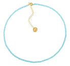 Melina aqua glass rondelle bead necklace, 38 cm with 5 cm extension