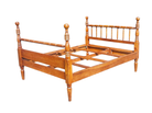 Restored vintage teak bed in natural wax finish, takes 150 x 198cm mattress