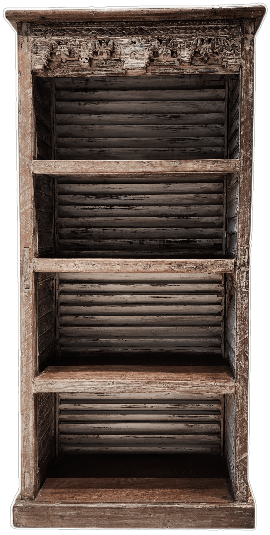 Handcrafted teak shutter bookcase for living-room storage