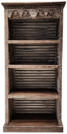 Handcrafted teak shutter bookcase for living-room storage