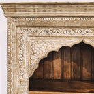Teak bookcase with hand-carved Mughal front panel and four shelves