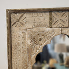 Carved mango wood mirror with Mughal-style beading