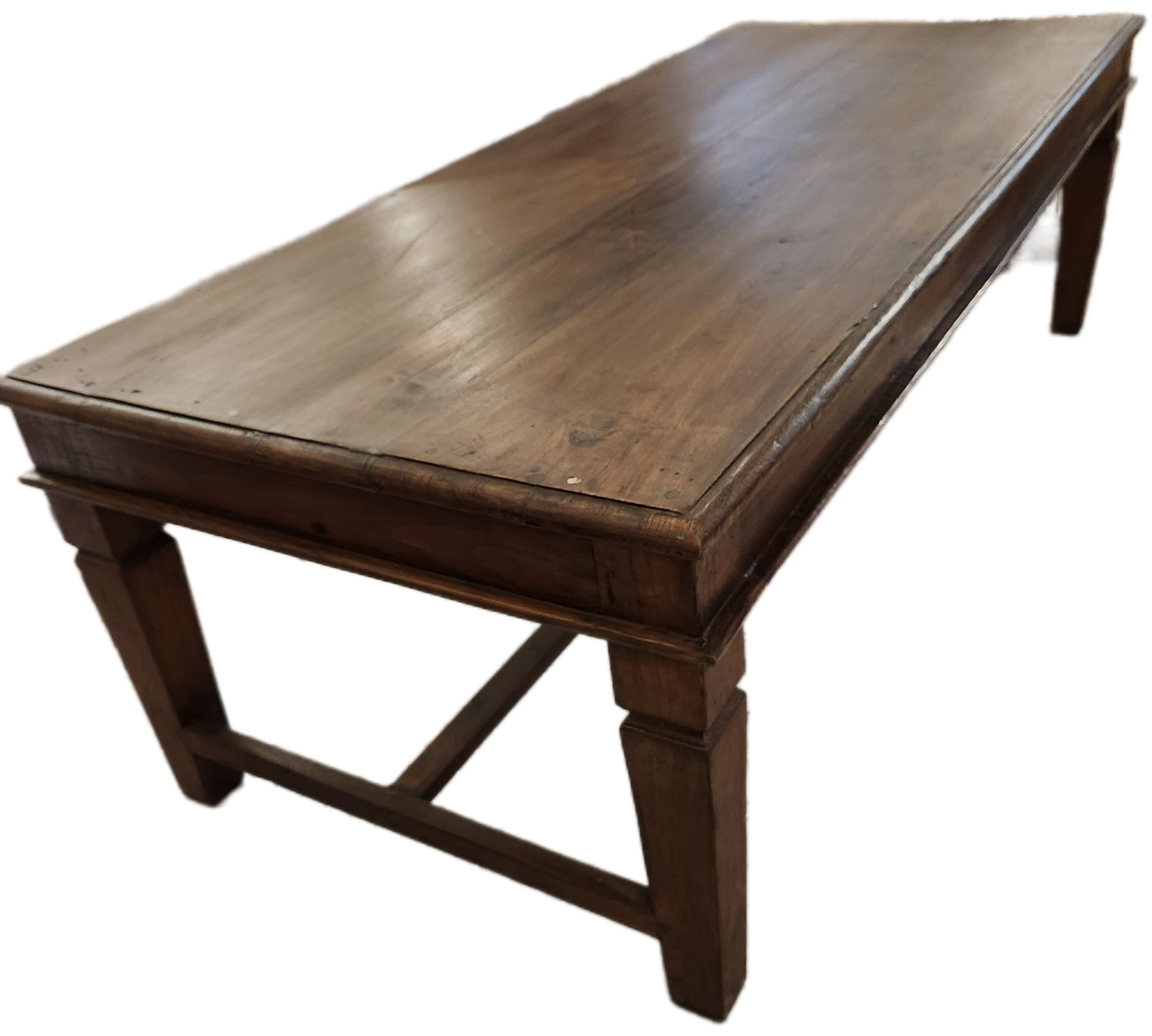Vintage teak coffee table with square legs, 173 x 76cm