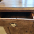 Vintage teak sideboard with three carved-door cupboards and drawers, 147 x 91cm