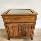 Vintage teak chest with glass-topped display unit and cupboard, 101 x 91cm
