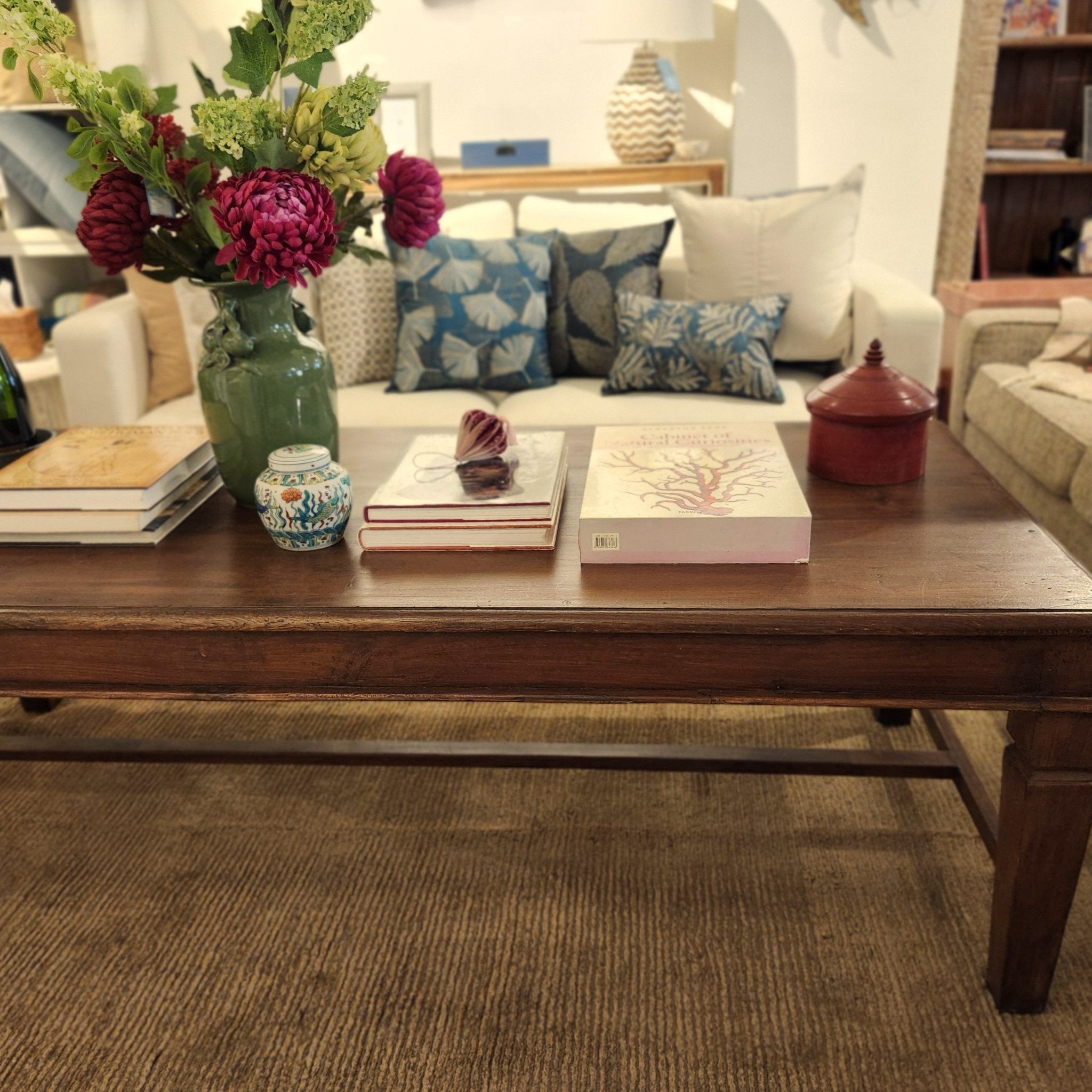 Vintage teak coffee table, solid wood, styled