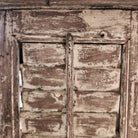 Louvred-shutter teak bookcase with a natural wax and white painted finish